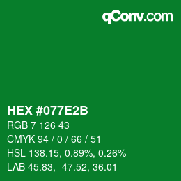 Color code: HEX #077E2B | qconv.com