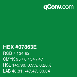 Color code: HEX #07863E | qconv.com