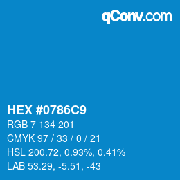 Color code: HEX #0786C9 | qconv.com