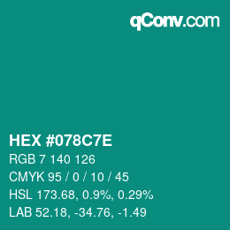 Color code: HEX #078C7E | qconv.com