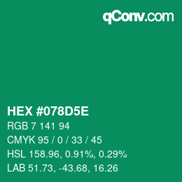 颜色代码: HEX #078D5E | qconv.com