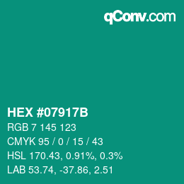 Color code: HEX #07917B | qconv.com