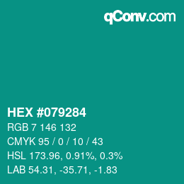 Color code: HEX #079284 | qconv.com