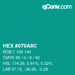 Color code: HEX #079A8C | qconv.com