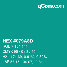 Color code: HEX #079A8D | qconv.com