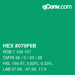 Color code: HEX #079F6B | qconv.com