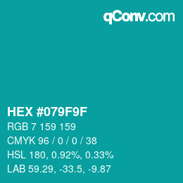 Color code: HEX #079F9F | qconv.com