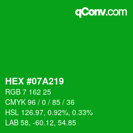 Color code: HEX #07A219 | qconv.com