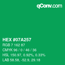 Color code: HEX #07A257 | qconv.com