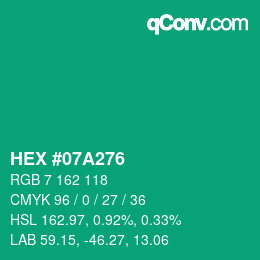 Color code: HEX #07A276 | qconv.com