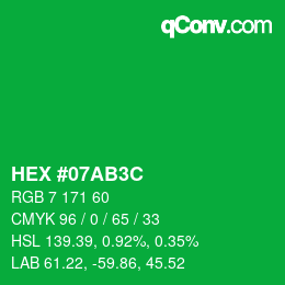 カラーコード: HEX #07AB3C | qconv.com