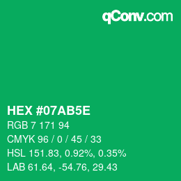 Farbcode: HEX #07AB5E | qconv.com