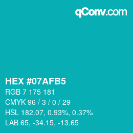 Color code: HEX #07AFB5 | qconv.com