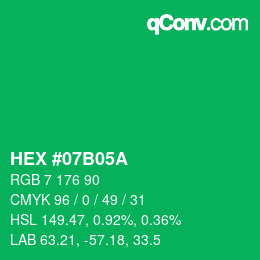 Color code: HEX #07B05A | qconv.com