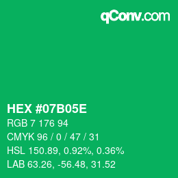 Farbcode: HEX #07B05E | qconv.com