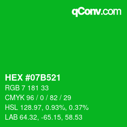 Color code: HEX #07B521 | qconv.com