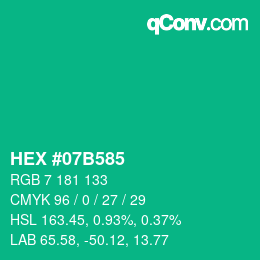Color code: HEX #07B585 | qconv.com