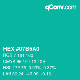 Color code: HEX #07B5A0 | qconv.com