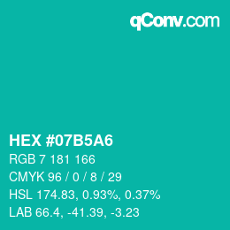 Color code: HEX #07B5A6 | qconv.com