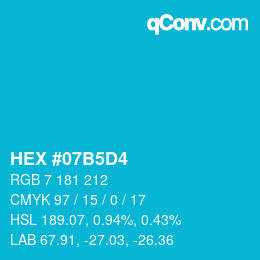 カラーコード: HEX #07B5D4 | qconv.com