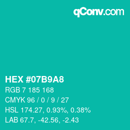 Color code: HEX #07B9A8 | qconv.com