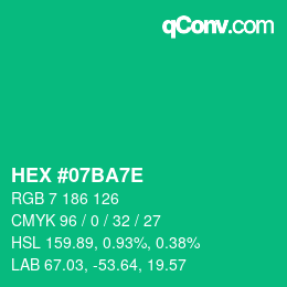Color code: HEX #07BA7E | qconv.com