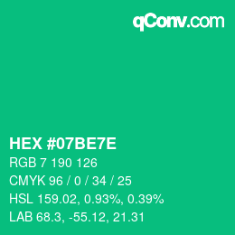 Color code: HEX #07BE7E | qconv.com