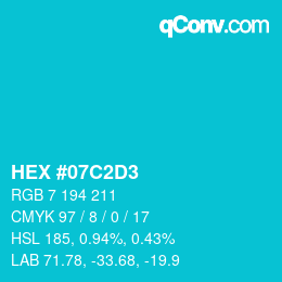 Color code: HEX #07C2D3 | qconv.com
