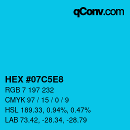 Color code: HEX #07C5E8 | qconv.com