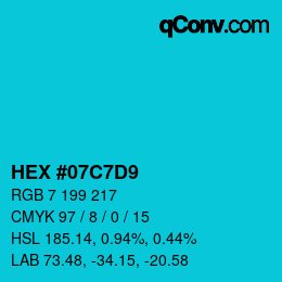 カラーコード: HEX #07C7D9 | qconv.com