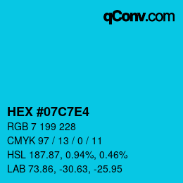 Code couleur: HEX #07C7E4 | qconv.com