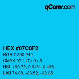 Color code: HEX #07C8F2 | qconv.com
