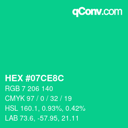 Color code: HEX #07CE8C | qconv.com