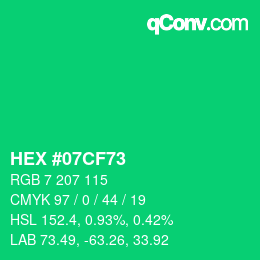 颜色代码: HEX #07CF73 | qconv.com