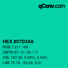 Código de color: HEX #07D3A8 | qconv.com