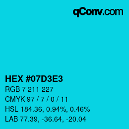 Color code: HEX #07D3E3 | qconv.com
