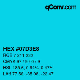 Color code: HEX #07D3E8 | qconv.com