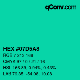 颜色代码: HEX #07D5A8 | qconv.com