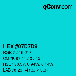 Color code: HEX #07D7D9 | qconv.com
