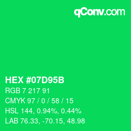 Color code: HEX #07D95B | qconv.com