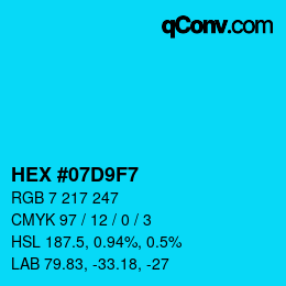 Color code: HEX #07D9F7 | qconv.com