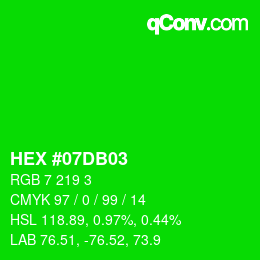 Color code: HEX #07DB03 | qconv.com