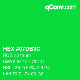 Color code: HEX #07DB3C | qconv.com