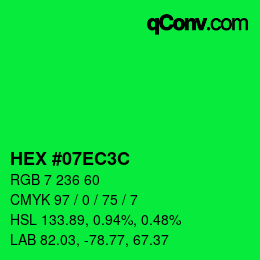 Color code: HEX #07EC3C | qconv.com