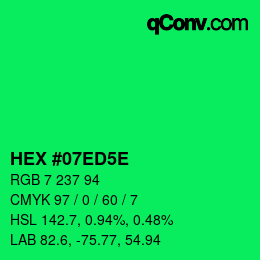 Código de color: HEX #07ED5E | qconv.com