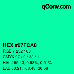 Color code: HEX #07FCA8 | qconv.com