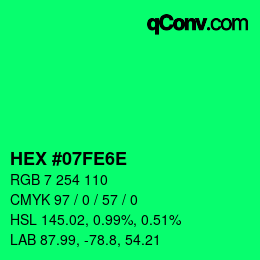Color code: HEX #07FE6E | qconv.com