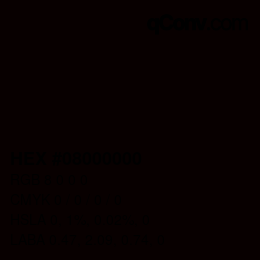 Farbcode: HEX #08000000 | qconv.com