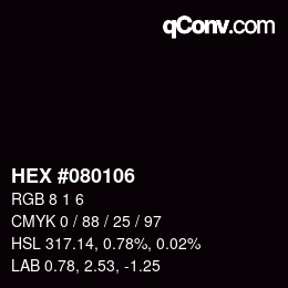 Código de color: HEX #080106 | qconv.com