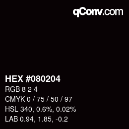 颜色代码: HEX #080204 | qconv.com